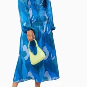 Never Fully Dressed Blue Abstract Print Midi Dress